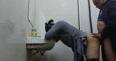Wife In Abroad Fucked By Office Manager In Washroom - Thumbnail 4